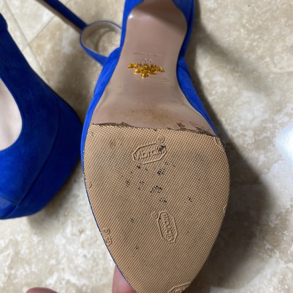 Blue suede platform heels - Picture 3 of 5